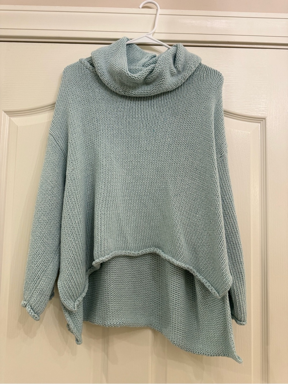 She + Sky Cozy Light Blue Cowl Neck Knit Sweater